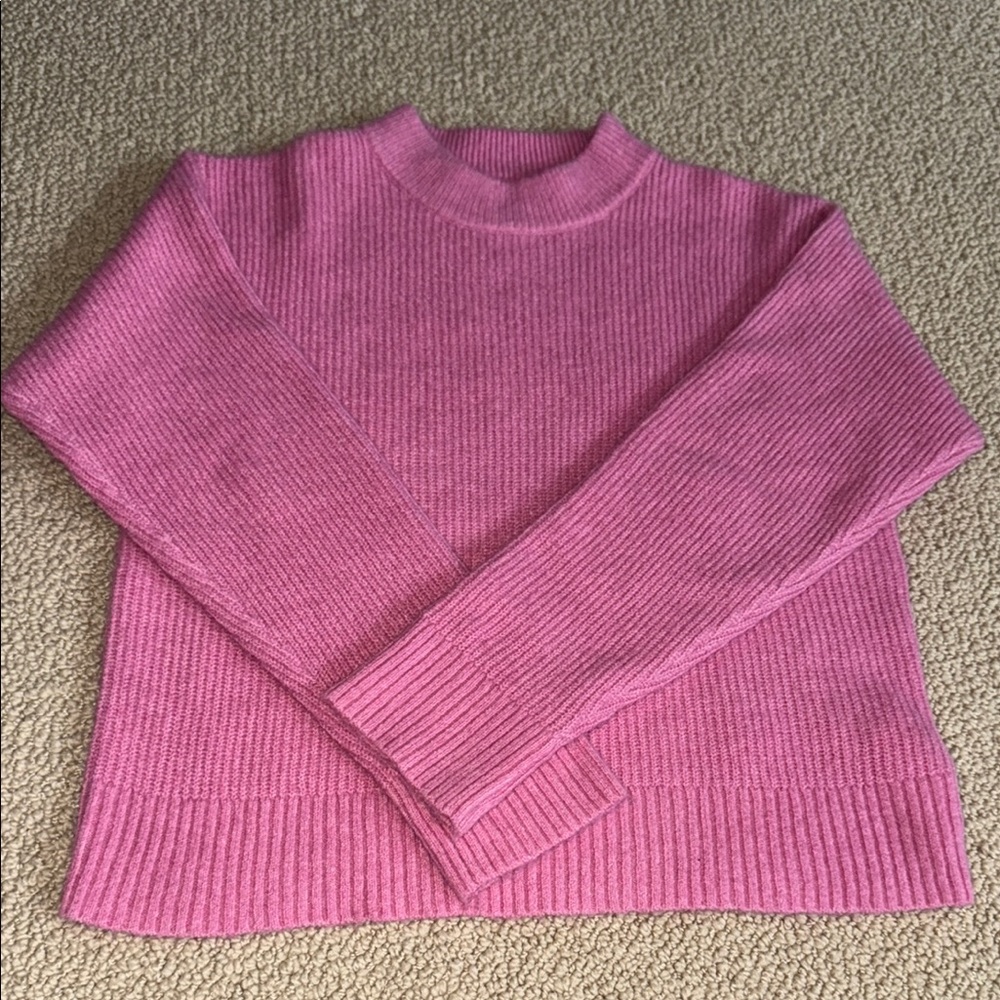 Zara Pink Cowl Neck Sweater with Ribbed Texture